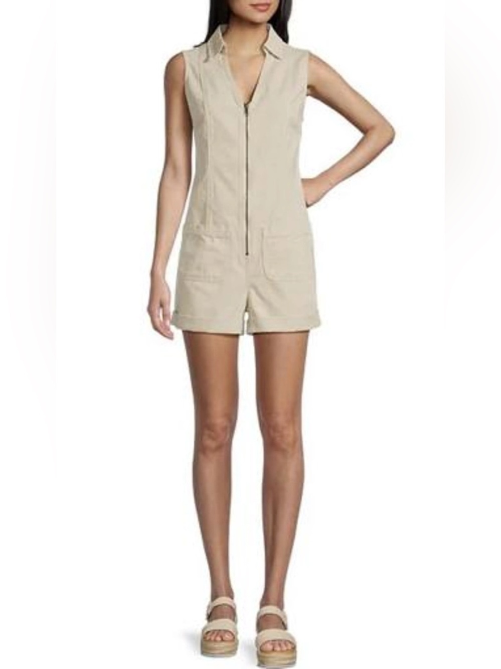 Chelsea & Violet Cotton Romper in Cream Size XS
